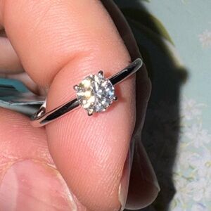 Classic Solitaire Silver Ring with Moissanite Stone - Women Jewelry